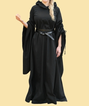 Mittelalter Kleid  -  Isra mit Trompetenärmeln -  schwarz